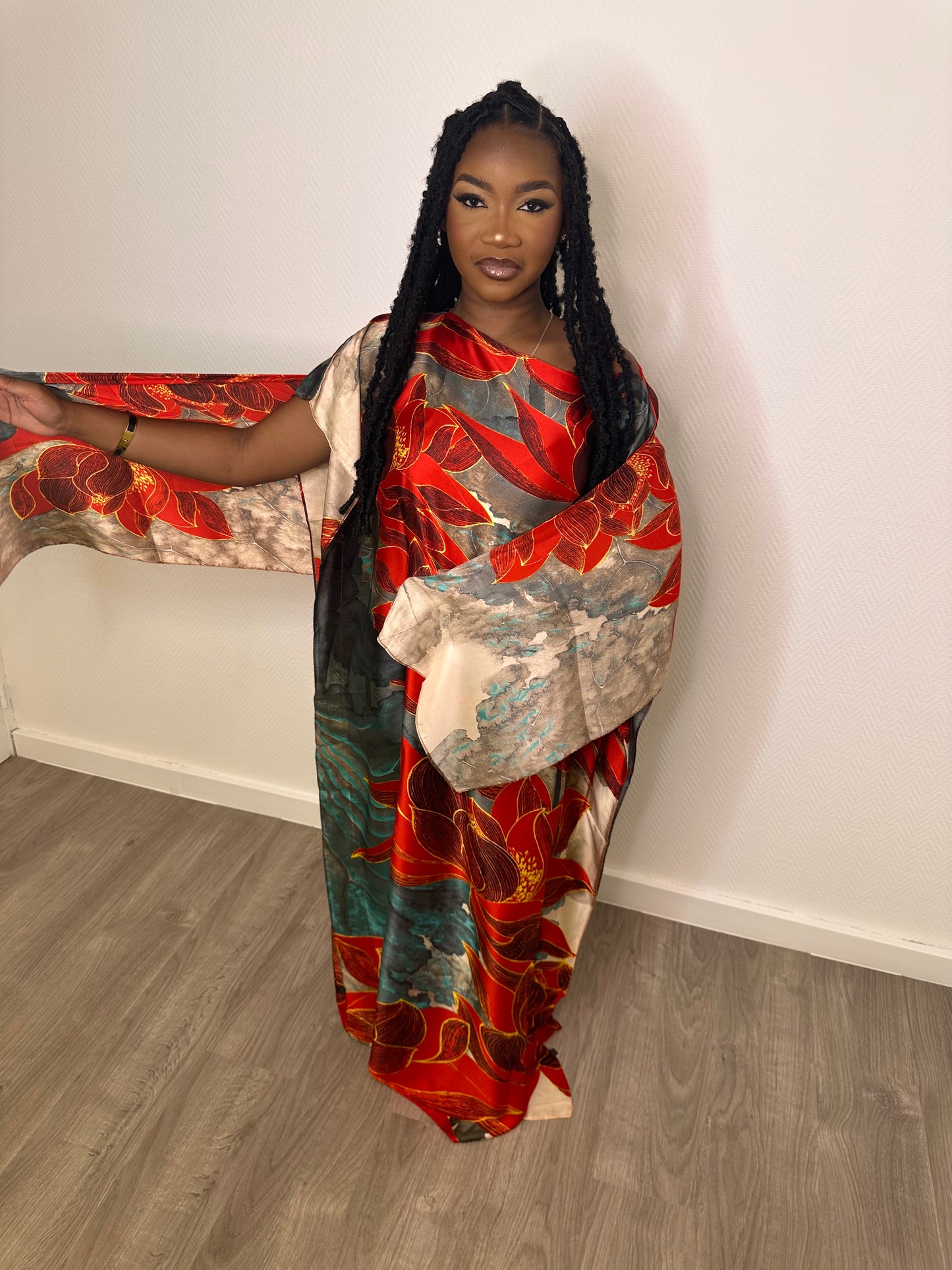 Robe de maison satinée - Rouge
