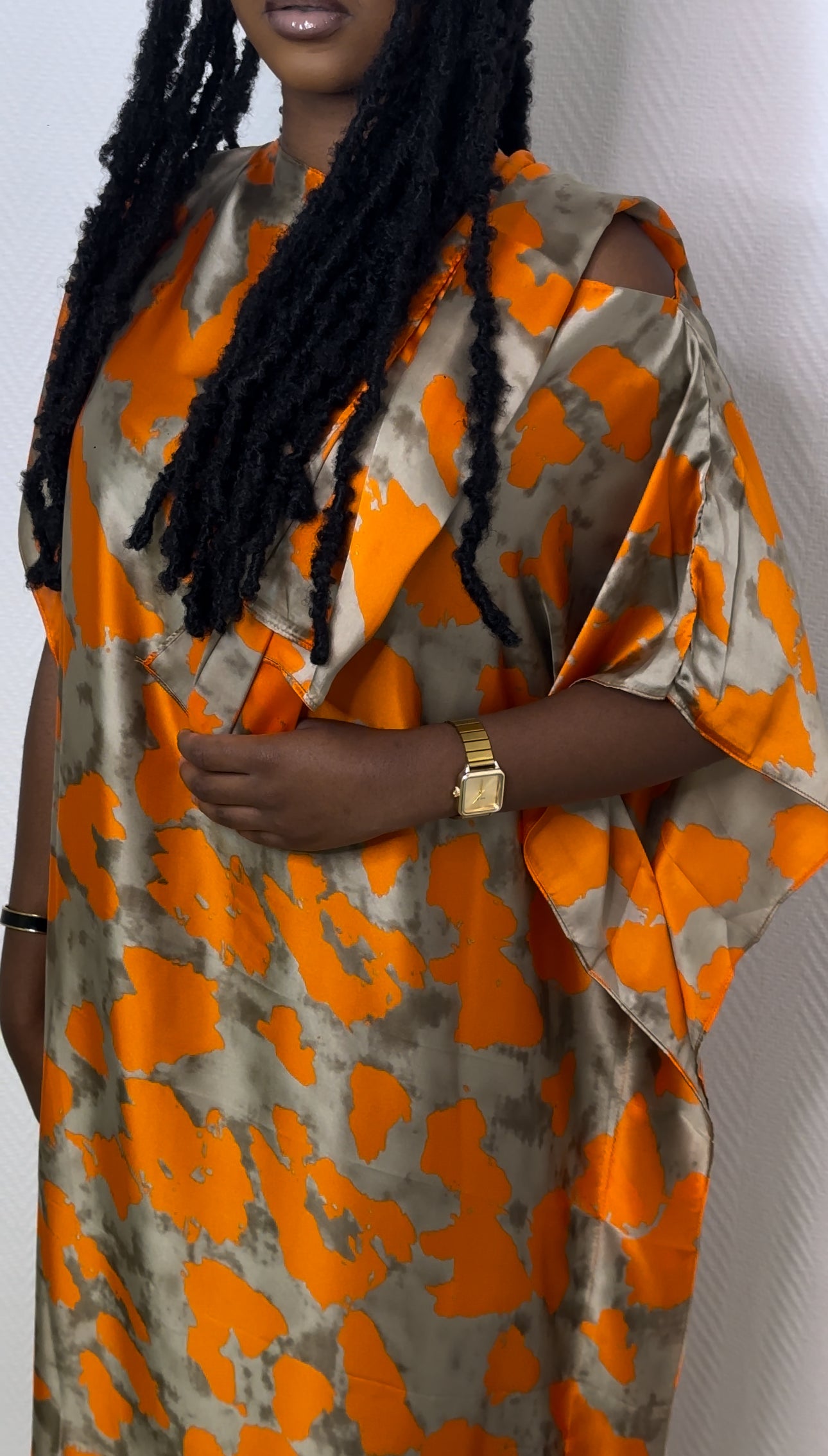 Robe de maison satinée - motif orange