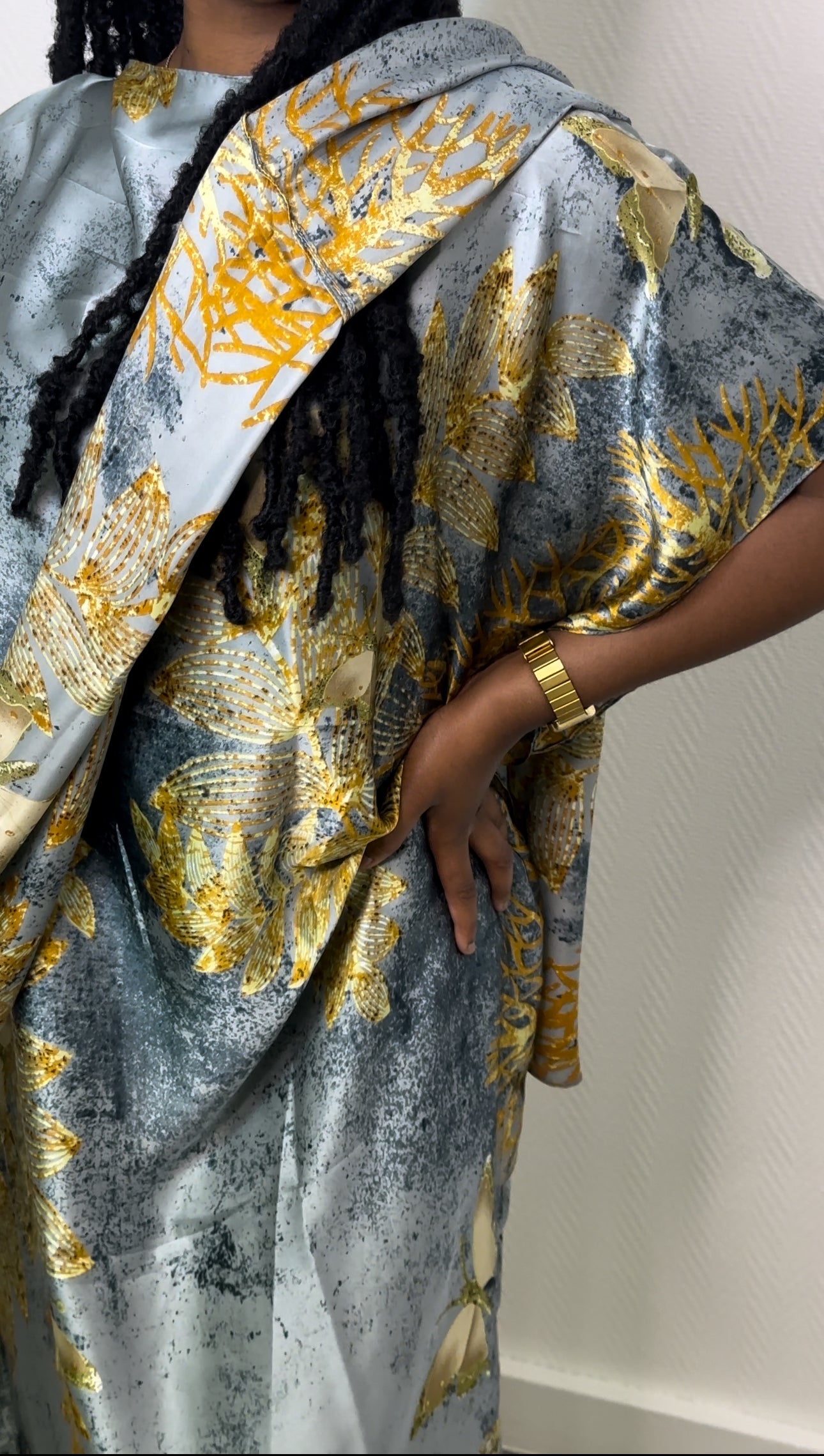 Robe de maison satinée - Grise